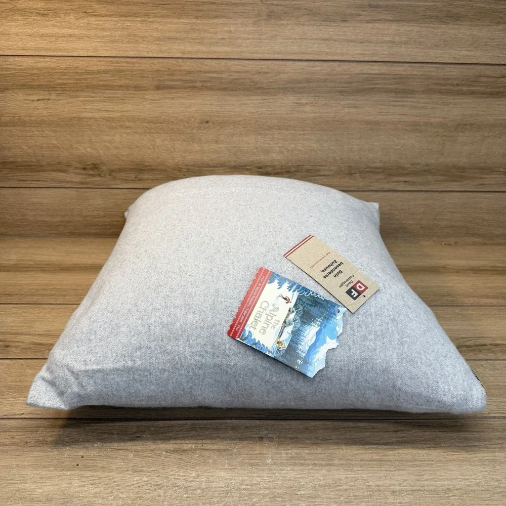 David Fussenegger Gray Soft Pillow Alpine Chalet Eat Sleep Ski Repeat Winter New